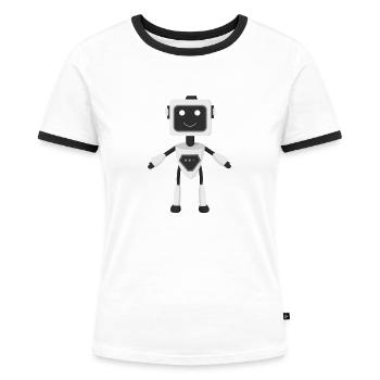 Roboter Robot Future - Frauen Kontrast-T-Shirt - Weiß/Schwarz - Vorne - Selfina (174cm)