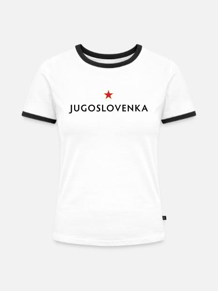 jugoslovenka - Frauen Kontrast-T-Shirt - Weiß/Schwarz
