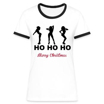 Merry Christmas - Women's Ringer T-Shirt - white/black - Front - Selfina (174cm)