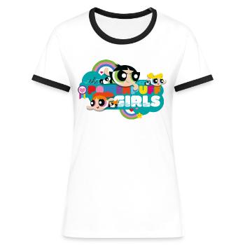 Les Supers Nanas Arc En Ciel - T-shirt contrasté Femme - blanc/noir - Devant - Selfina (174cm)