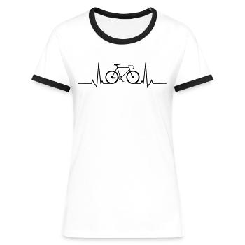 Rennrad Radsport T-Shirt Herzschlag - Frauen Kontrast-T-Shirt - Weiß/Schwarz - Vorne - Selfina (174cm)