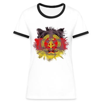 DDR - Frauen Kontrast-T-Shirt - Weiß/Schwarz - Vorne - Selfina (174cm)