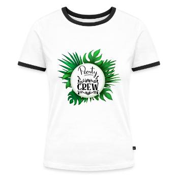 Party Crew mit Palmen Blätter with Palm Leaves - T-shirt contrasté Femme - blanc/noir - Devant - Selfina (174cm)