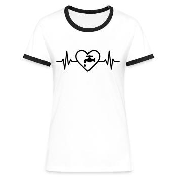 Klempner Wasserhahn Herz - Frauen Kontrast-T-Shirt - Weiß/Schwarz - Vorne - Selfina (174cm)