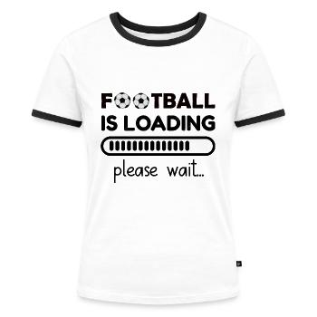 Chargement de football s’il vous plaît attendre Dictons de football - T-shirt contrasté Femme - blanc/noir - Devant - Selfina (174cm)