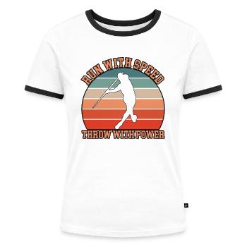 Javelin Thrower Design - Women's Ringer T-Shirt - white/black - Front - Selfina (174cm)