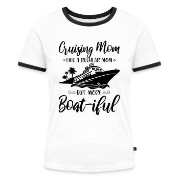 Funny Cruise Mom Cruiser Cruise Ship - Women's Ringer T-Shirt - white/black - Front - Selfina (174cm)