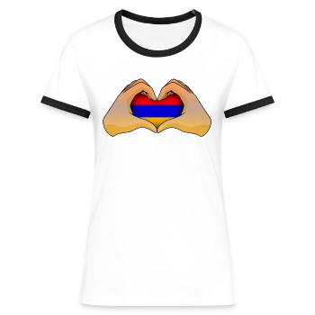 Arménie - T-shirt contrasté Femme - blanc/noir - Devant - Selfina (174cm)