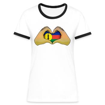 Nouvelle Calédonie - T-shirt contrasté Femme - blanc/noir - Devant - Selfina (174cm)