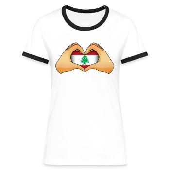 Libanon - Frauen Kontrast-T-Shirt - Weiß/Schwarz - Vorne - Selfina (174cm)
