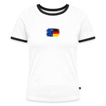 Hinweis Fusion EUGermany Pinsel - Frauen Kontrast-T-Shirt - Weiß/Schwarz - Vorne - Selfina (174cm)