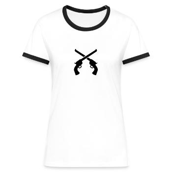 gunslinger guns crossed plain - Women's Ringer T-Shirt - white/black - Front - Selfina (174cm)
