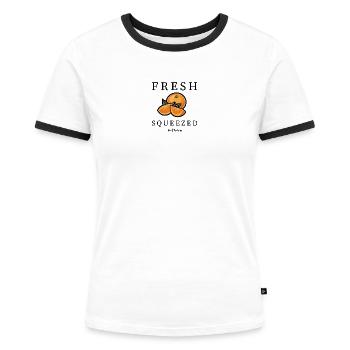 Orange // Juice // Illustration - Women's Ringer T-Shirt - white/black - Front - Selfina (174cm)