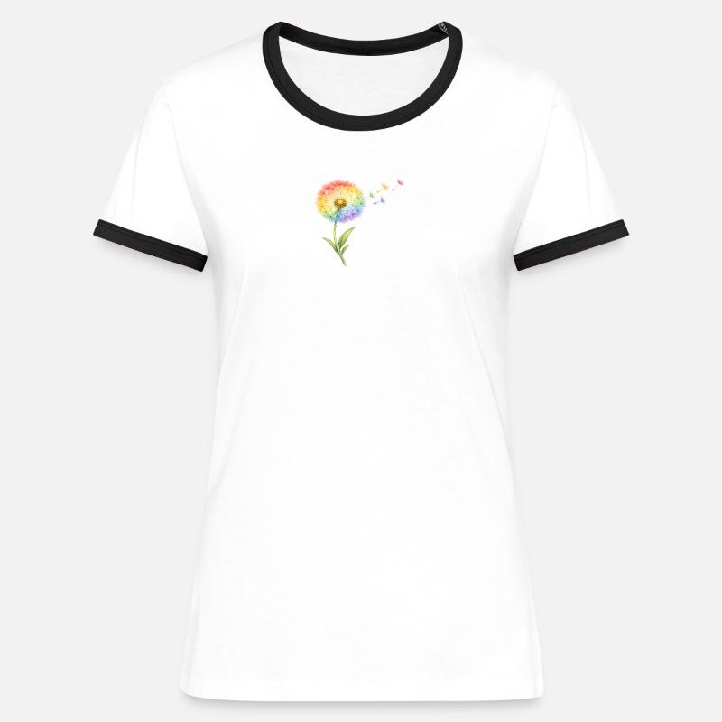 Rainbow Dandelion - Women's Ringer T-Shirt - white/black
