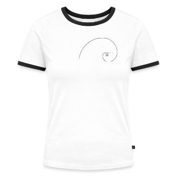 Blume des Lebens plus Fibonacci - Frauen Kontrast-T-Shirt - Weiß/Schwarz - Vorne - Selfina (174cm)
