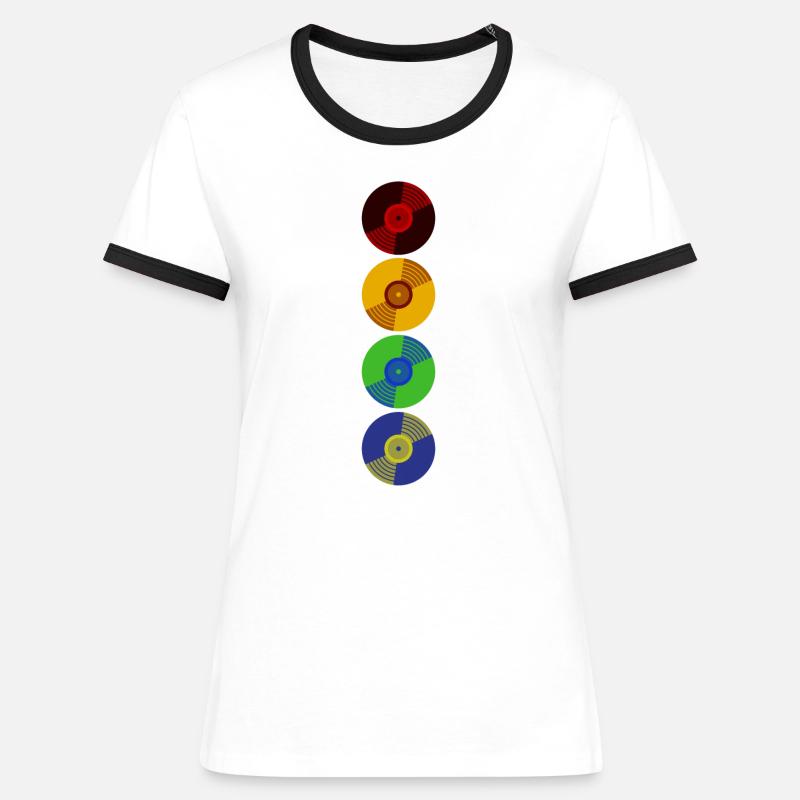 Vinyl Retro - Women's Ringer T-Shirt - white/black