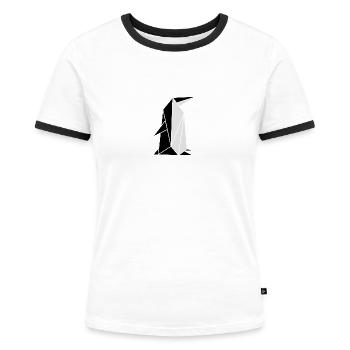 Origami: Pinguin - Women's Ringer T-Shirt - white/black - Front - Selfina (174cm)