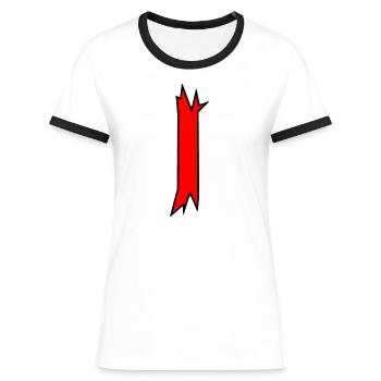 I - Just a letter! - by YoshiArt - Women's Ringer T-Shirt - white/black - Front - Selfina (174cm)