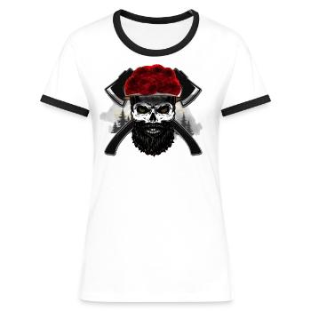 Black Forest Axt Tobera Skull - Frauen Kontrast-T-Shirt - Weiß/Schwarz - Vorne - Selfina (174cm)