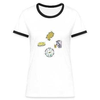 Hessen Heimat Frankfurt Äppler Handkäs Grie Soß - Frauen Kontrast-T-Shirt - Weiß/Schwarz - Vorne - Selfina (174cm)