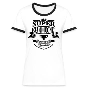 radiologin nummer eins - Frauen Kontrast-T-Shirt - Weiß/Schwarz - Vorne - Selfina (174cm)