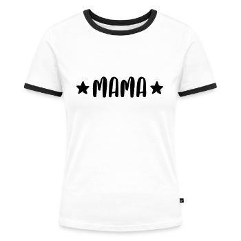 mummy - Women's Ringer T-Shirt - white/black - Front - Selfina (174cm)