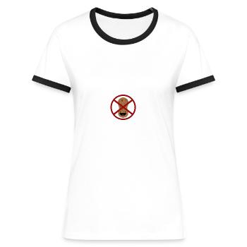 Allergie Nussallergie Allergy Awareness Geschenk - Frauen Kontrast-T-Shirt - Weiß/Schwarz - Vorne - Selfina (174cm)
