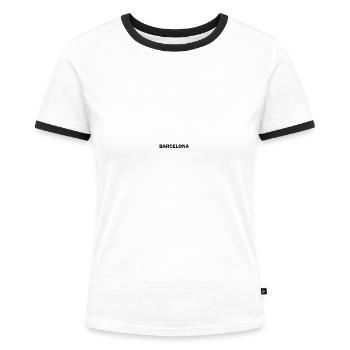 Barcelona - Minimalistic - Women's Ringer T-Shirt - white/black - Front - Selfina (174cm)