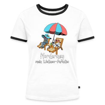 Wellness-Paradies Insel Norderney - Frauen Kontrast-T-Shirt - Weiß/Schwarz - Vorne - Selfina (174cm)