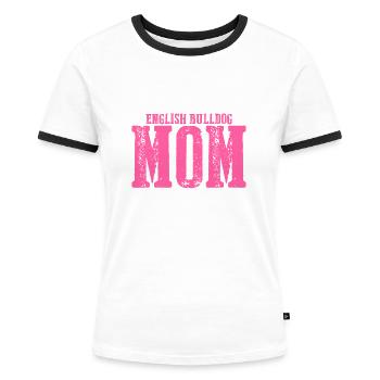 Deutsch Bulldog Maman Chien - T-shirt contrasté Femme - blanc/noir - Devant - Selfina (174cm)