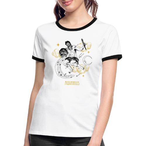 Aquarius Vintage Celestial Map Black & Gold - Dame kontrast-T-shirt