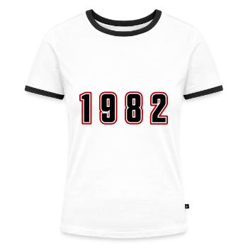 Numéro de l’année 1982 - T-shirt contrasté Femme - blanc/noir - Devant - Selfina (174cm)