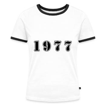 1977 Jahr Geburtstag - Frauen Kontrast-T-Shirt - Weiß/Schwarz - Vorne - Selfina (174cm)
