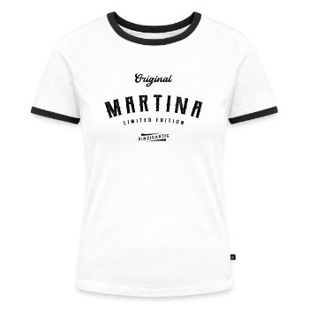 Martina Limited Edition - Frauen Kontrast-T-Shirt - Weiß/Schwarz - Vorne - Selfina (174cm)