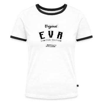 Eva Limited Edition - Frauen Kontrast-T-Shirt - Weiß/Schwarz - Vorne - Selfina (174cm)