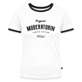 Moderatorin Limited Edition - Frauen Kontrast-T-Shirt - Weiß/Schwarz - Vorne - Selfina (174cm)