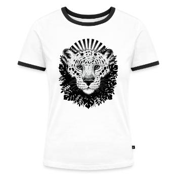 Léopards - T-shirt contrasté Femme - blanc/noir - Devant - Selfina (174cm)