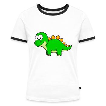 Dinosaur stegosaurus Comic - Women's Ringer T-Shirt - white/black - Front - Selfina (174cm)