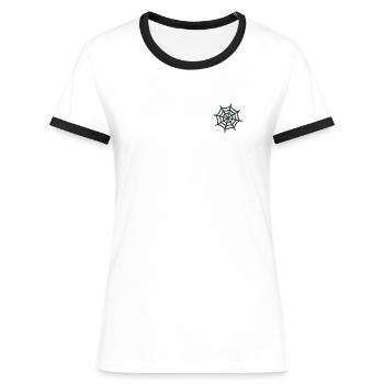 Spinnennetz bestickt - Frauen Kontrast-T-Shirt - Weiß/Schwarz - Vorne - Selfina (174cm)
