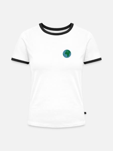 The Earth Embroidered - Women's Ringer T-Shirt - white/black