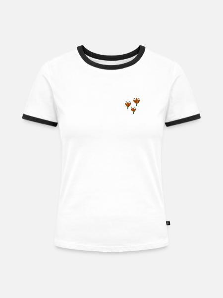 Tulips embroidered - Women's Ringer T-Shirt - white/black