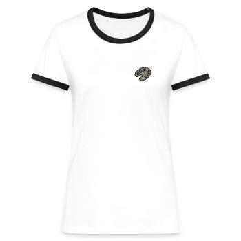 Palette de couleurs brodées - T-shirt contrasté Femme - blanc/noir - Devant - Selfina (174cm)