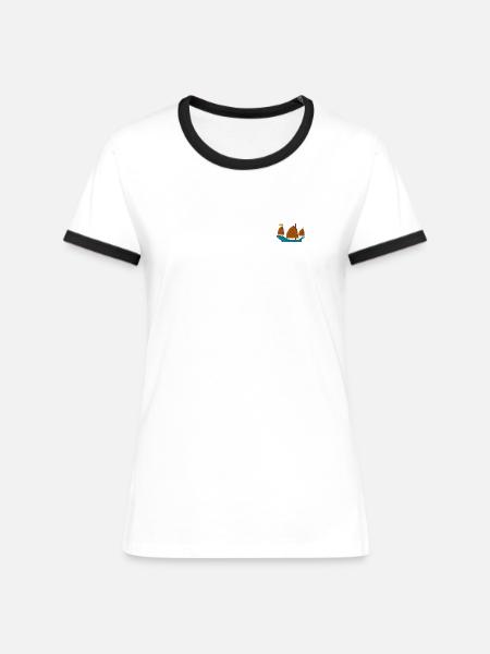 Voilier - T-shirt contrasté Femme - blanc/noir