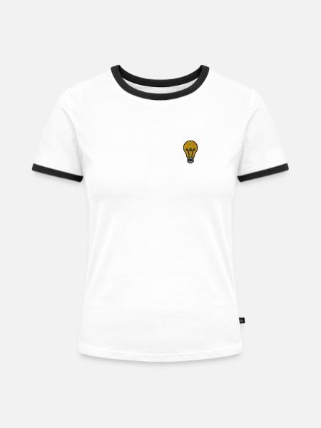 Bombilla bordada - Camiseta contraste mujer - blanca/negro