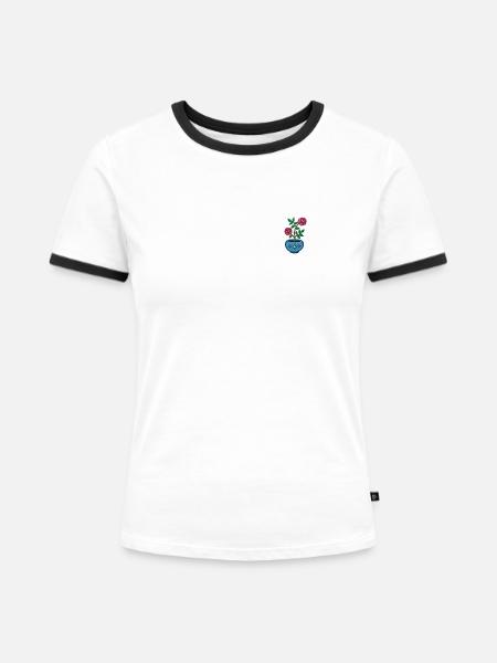 Une rose - T-shirt contrasté Femme - blanc/noir