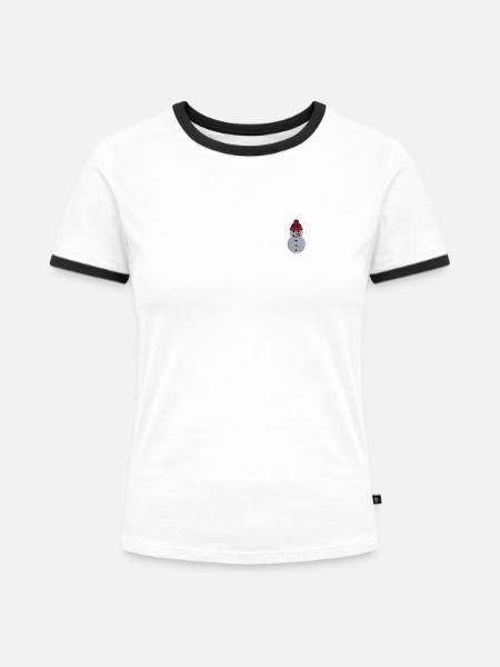 Snowman embroidered - Women's Ringer T-Shirt - white/black