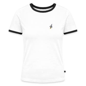 Navette spatiale - T-shirt contrasté Femme - blanc/noir - Devant - Selfina (174cm)