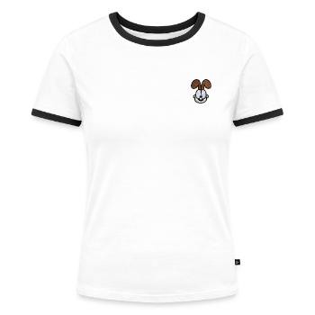 Garfield Odie Als Stick-Design - Frauen Kontrast-T-Shirt - Weiß/Schwarz - Vorne - Selfina (174cm)