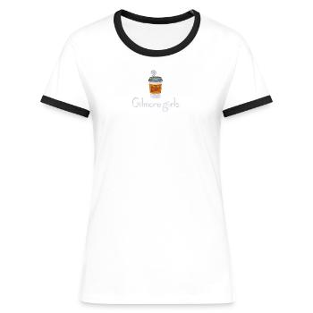 Gilmore Girls Kaffeebecher Luke's Stick - Frauen Kontrast-T-Shirt - Weiß/Schwarz - Vorne - Selfina (174cm)