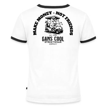Gans Cool Streetwear by SF - Frauen Kontrast-T-Shirt - Weiß/Schwarz - Hinten - Selfina (174cm)